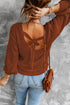 Drop Shoulder Back Cut-Out Sweater With Tie